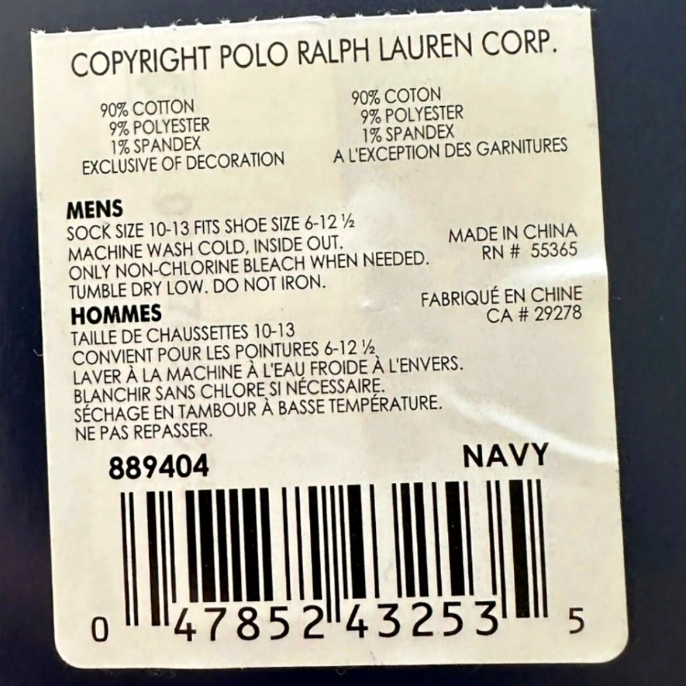 NWT Men's Ralph Lauren Polo Logo Crew Socks - Picture 6 of 6